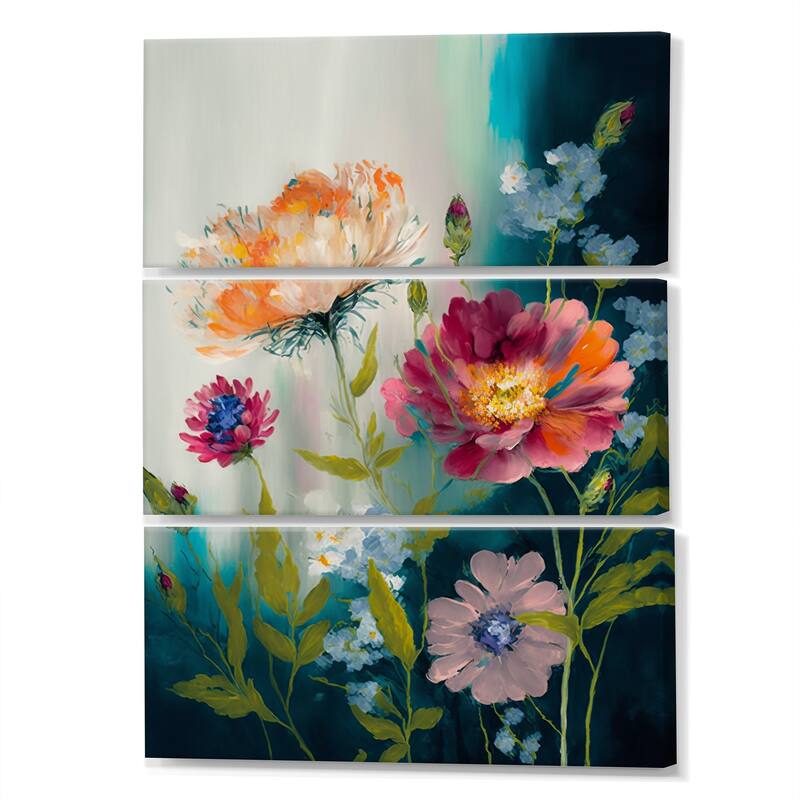 Designart "Painted Blossoming Wildflowers VII" Floral Bouquet Canvas